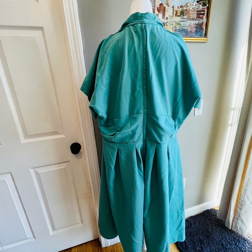 Miss Candyfloss Teal Blue Wrap Midi Dress Plus Size 4XL Vintage Pinup Rockabilly - Picture 6 of 11